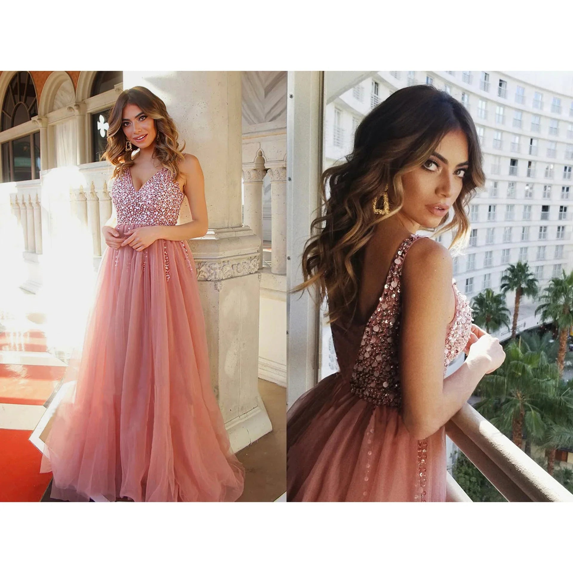 Sexy deep V gown dress - VAleG