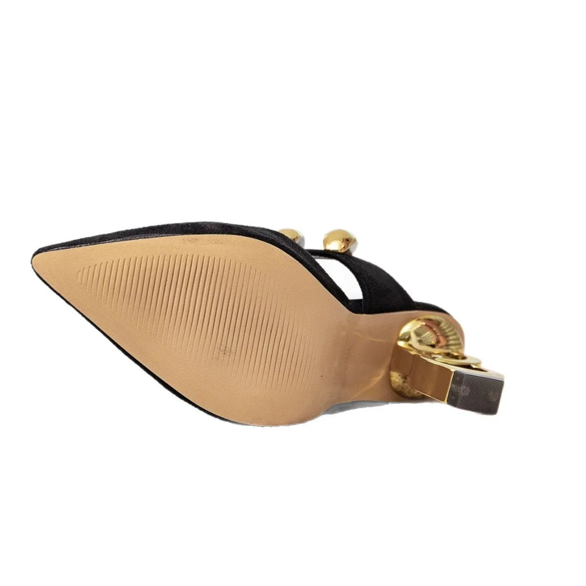 Black High-heeled Sandals Shaped High Heel Gold - VAleG