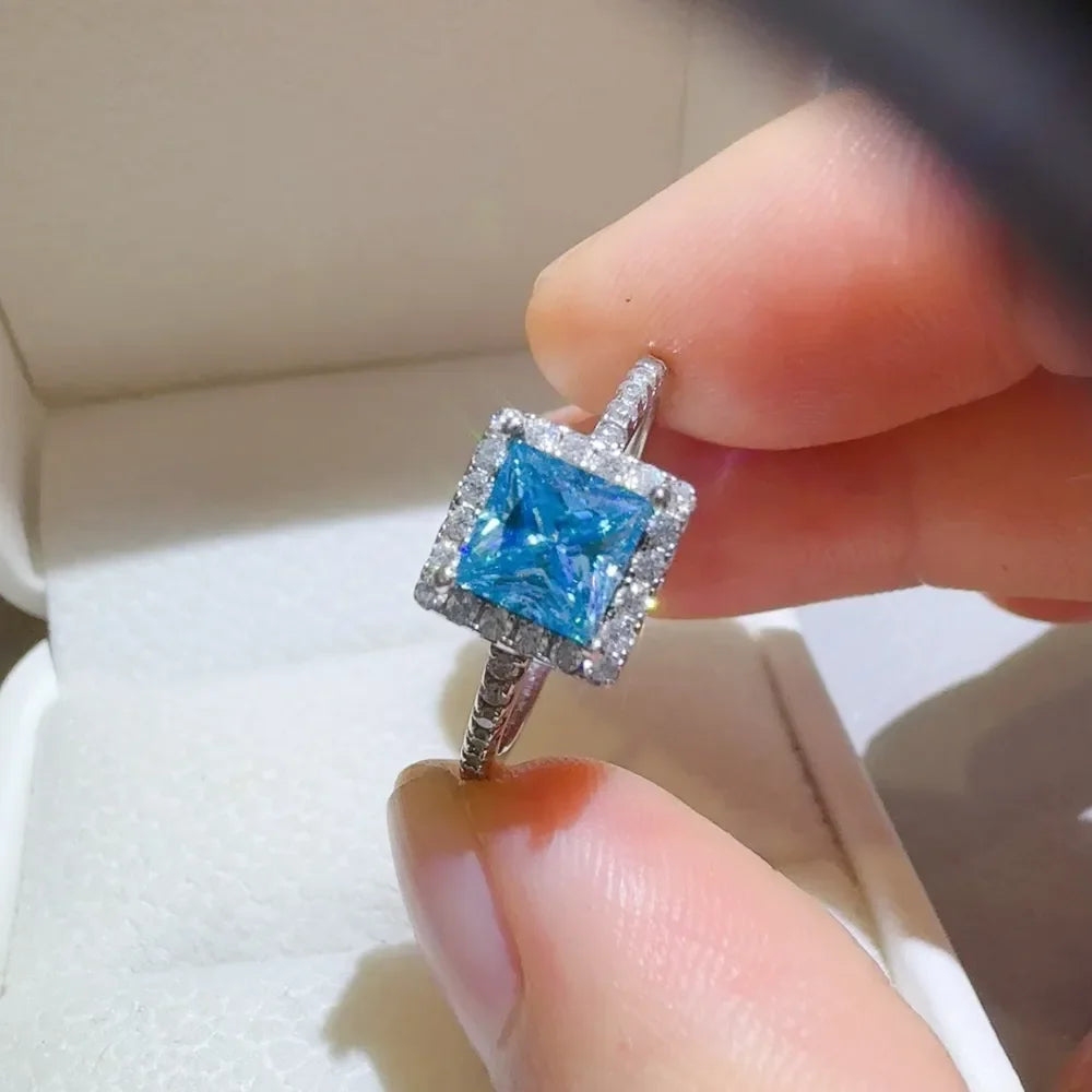 2 Carat Moissanite 925 Sterling Silver Square Shape Ring - VAleG