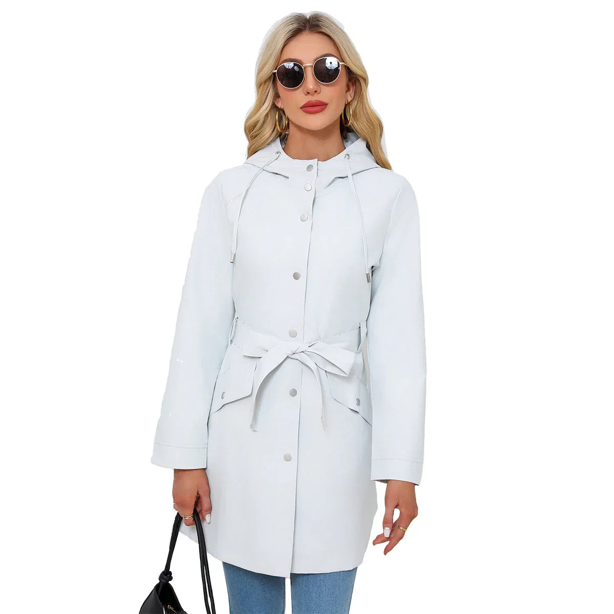 Spring And Autumn New Hooded Waterproof Coat Containing Belt Thin - VAleG