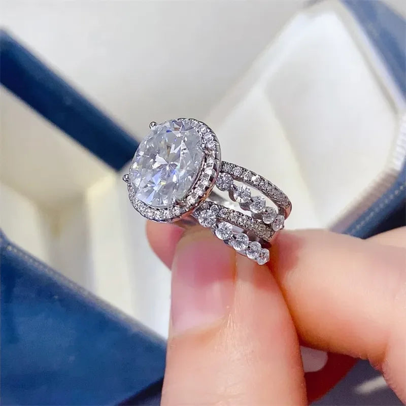 3 Carat Moissanite 925 Sterling Silver Layered Ring - VAleG
