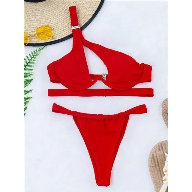 Solid Color Swimsuit Split Swimsuit - VAleG