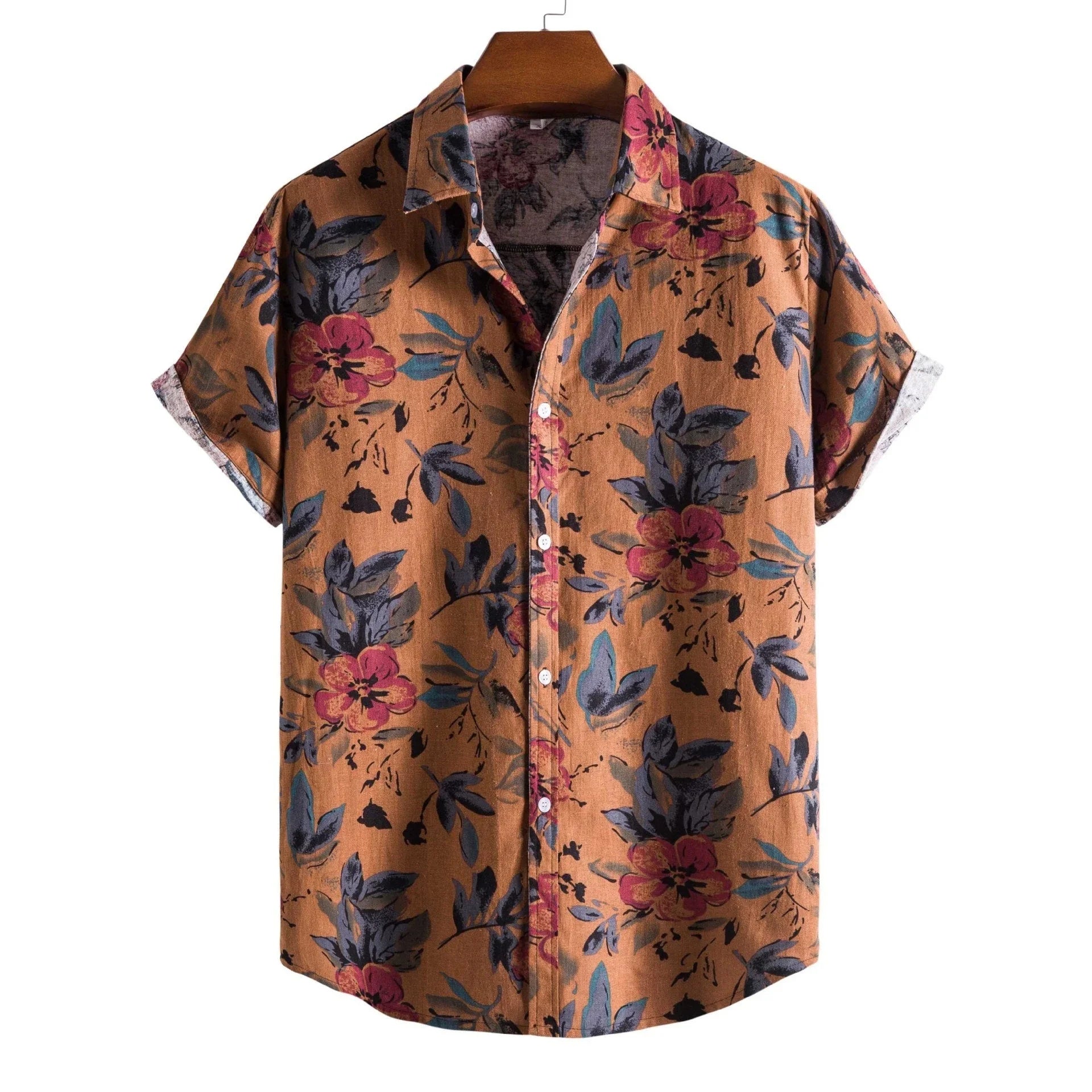 Printed Casual Men's Short-sleeved Shirt Lapel - VAleG