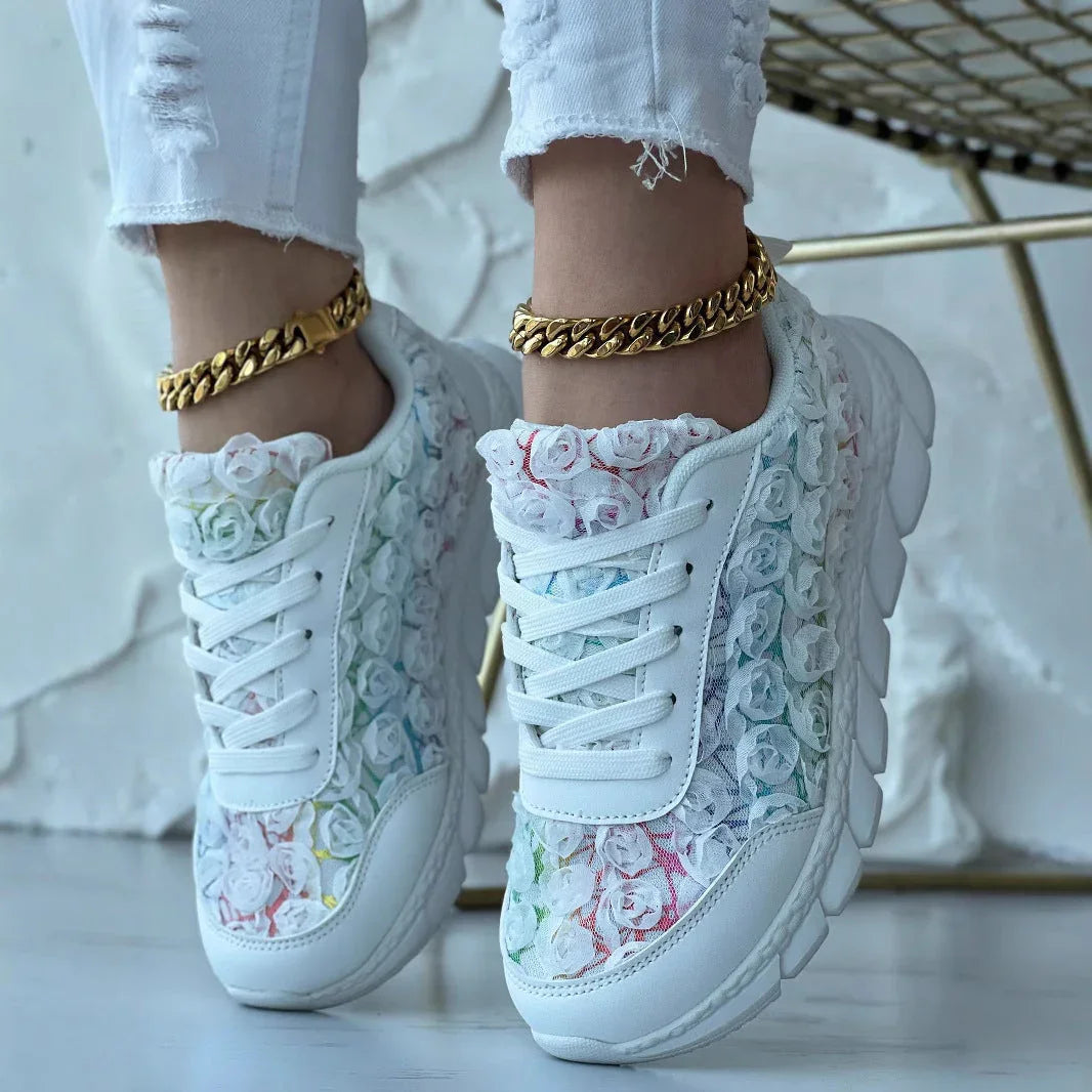 Three-dimensional Rose Mesh Casual Sneaker - VAleG