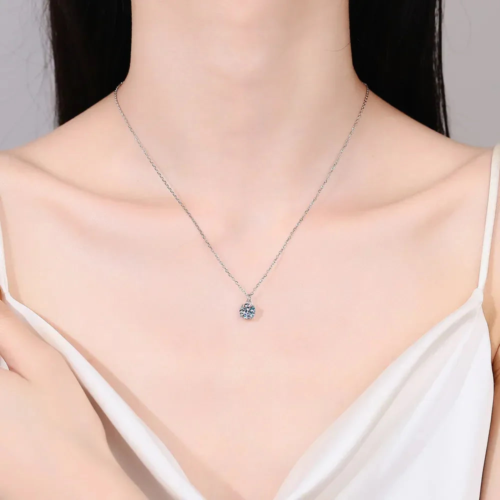 1 Carat Moissanite 925 Sterling Silver Necklace - VAleG