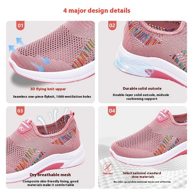 Women's Casual Breathable Fly Woven Mesh Cloth Shoes - VAleG