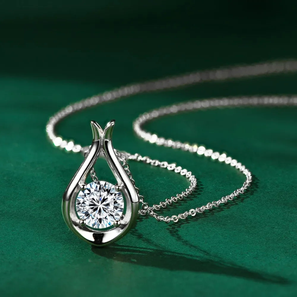 2 Carat Moissanite 925 Sterling Silver Pendant Necklace - VAleG