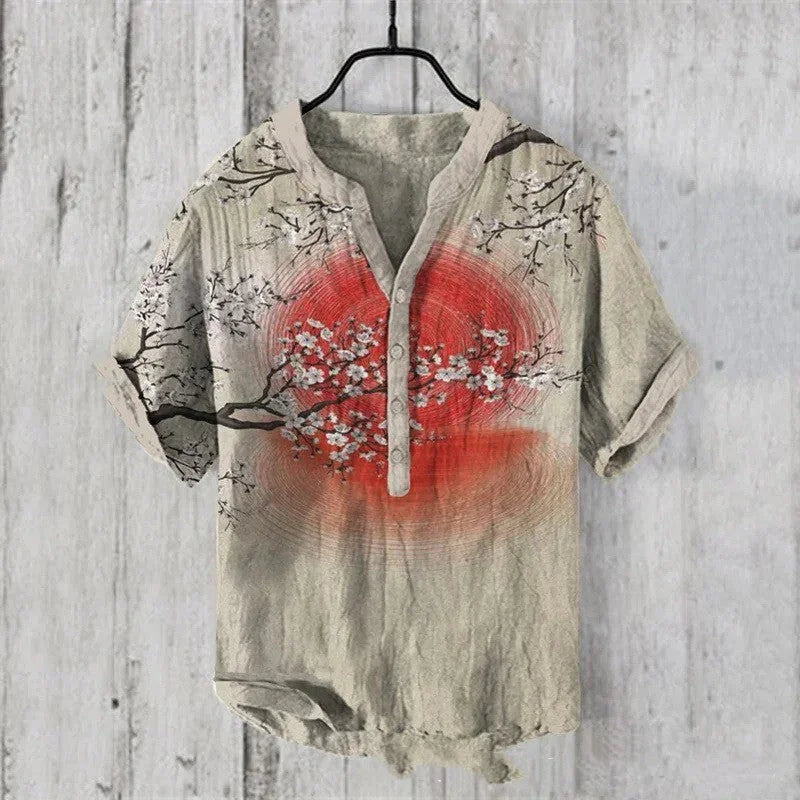Summer Men's Shirts National Trendy Style Three Breasted - VAleG