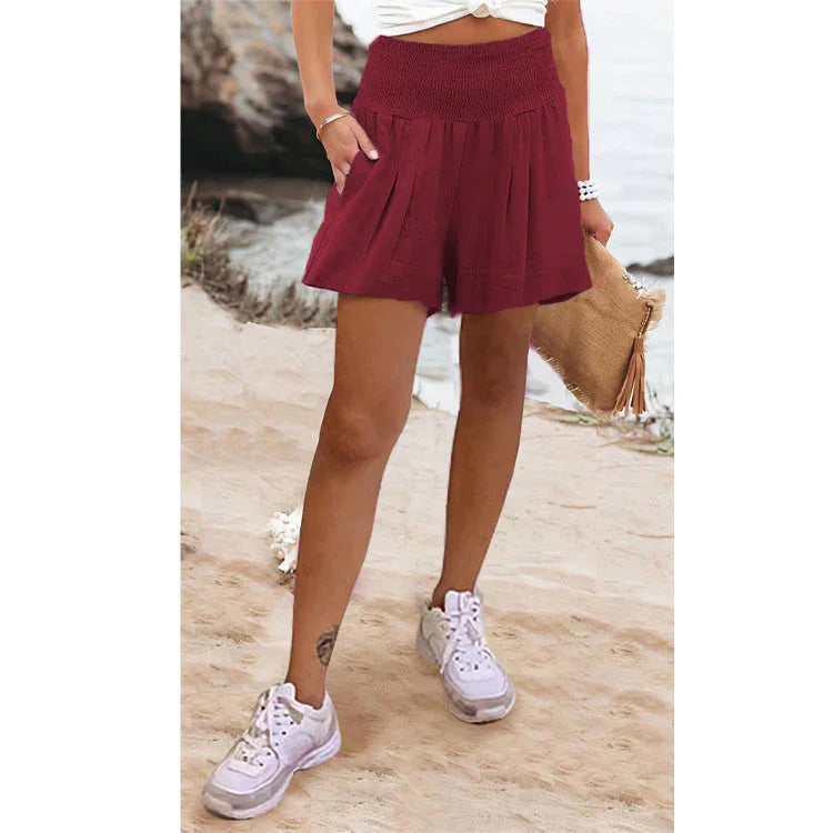 European And American Solid Color High Waisted Shorts Casual Pants - VAleG