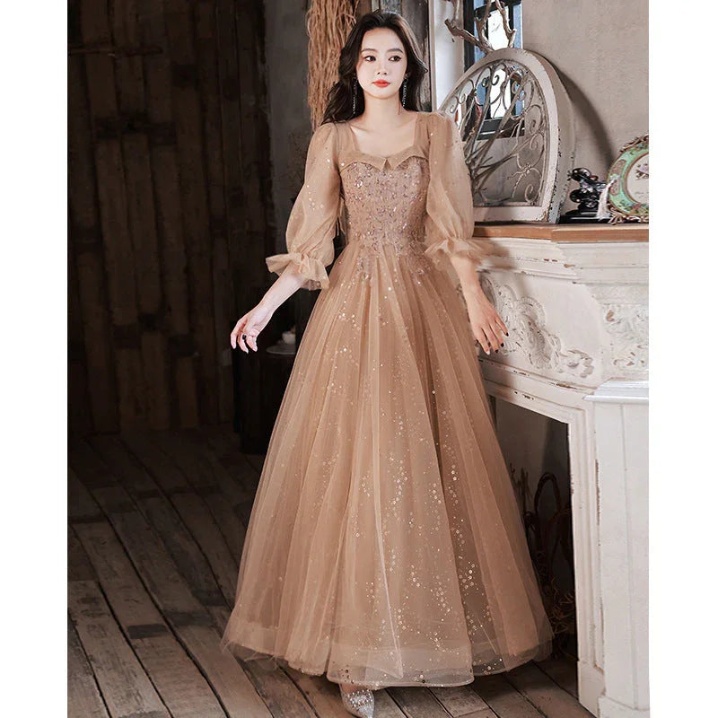 Evening Dress Host Banquet Maid Of Honor Long Sleeves - VAleG