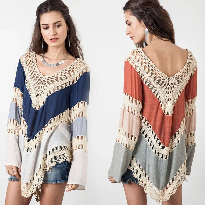 Female loose Bohemia beach blouse - VAleG