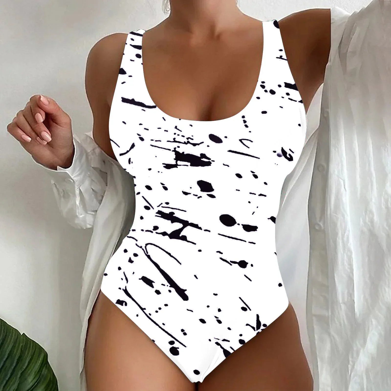 Women's Seaside Beach Swimsuit 3D Contrast Color One-piece Swimsuit - VAleG