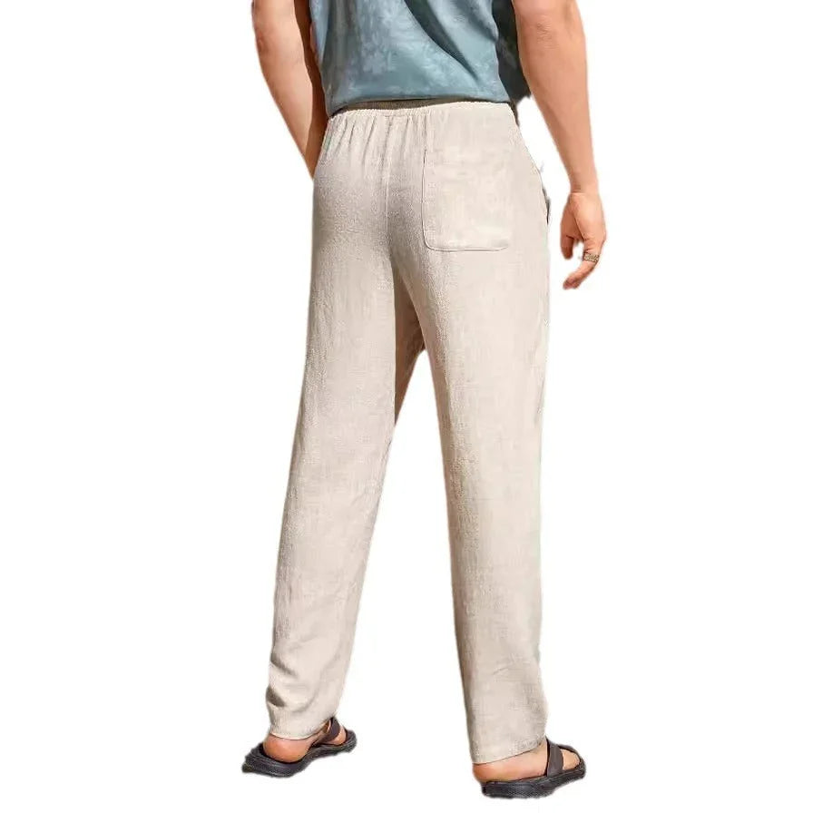 Men's Casual Cotton And Linen Drawstring Trousers Breathable Casual Versatile - VAleG