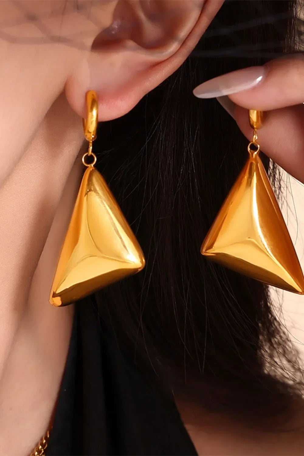 18K Gold-Plated Triangle Dangle Earrings - VAleG