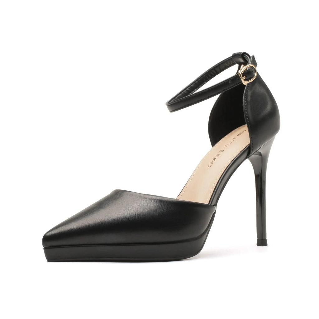 Leather Ankle-strap Stilettos High Heels - VAleG