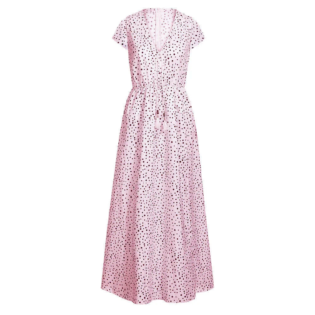 Holiday beach polka dot bohemian dress - VAleG