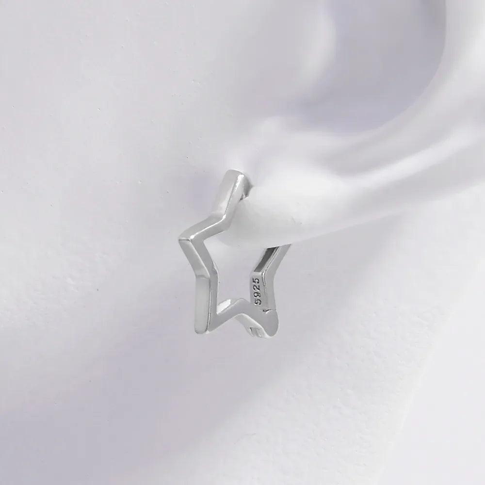 925 Sterling Silver Star Earrings - VAleG