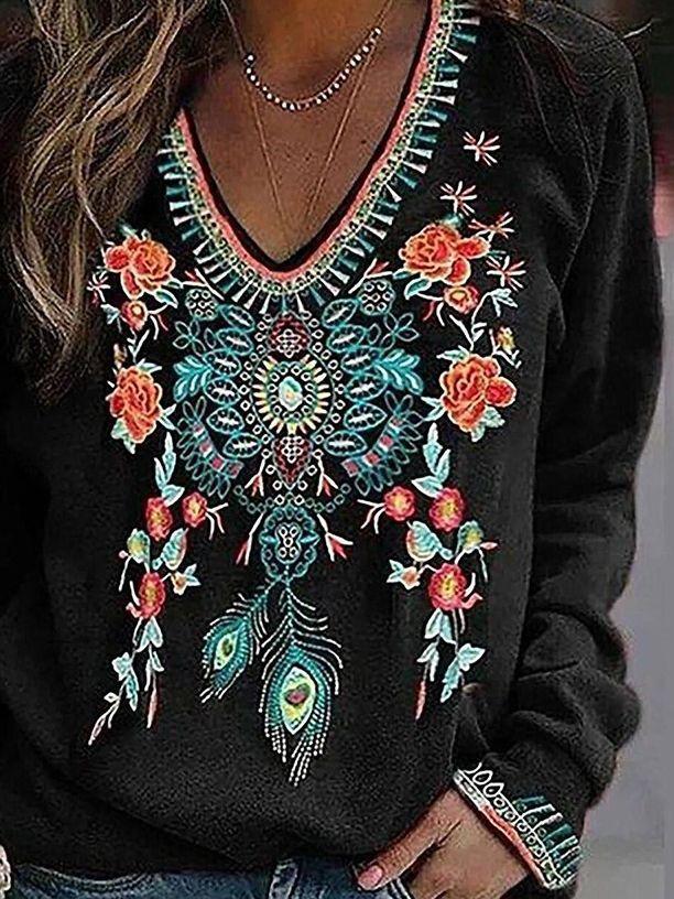Lapel Ethnic Style Spring And Autumn Long Sleeve Bottoming Shirt - VAleG