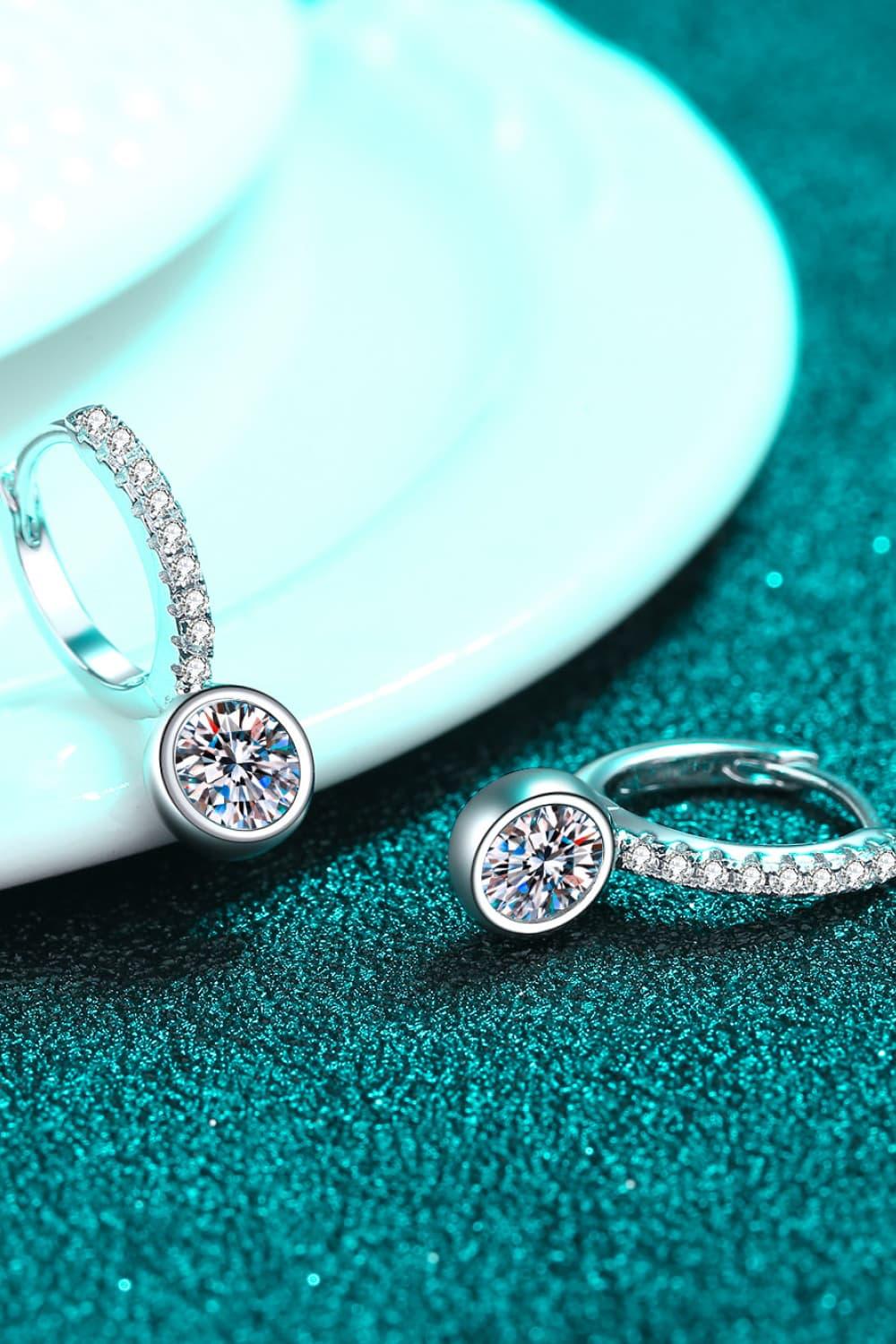 1 Carat Moissanite Rhodium-Plated Drop Earrings - VAleG