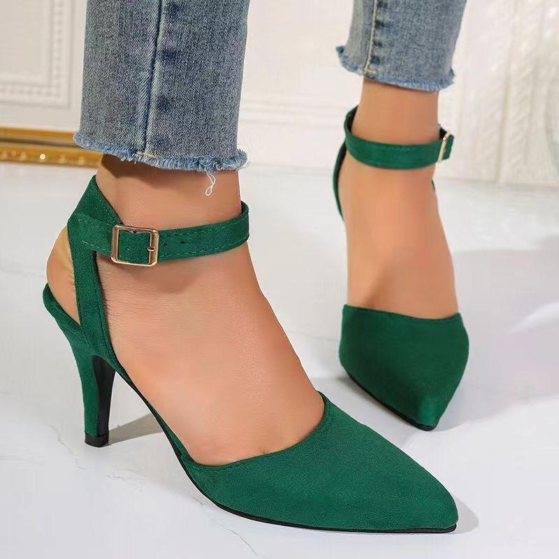 Pointed-toe Square Buckle Shoes High Heels Fashion - VAleG