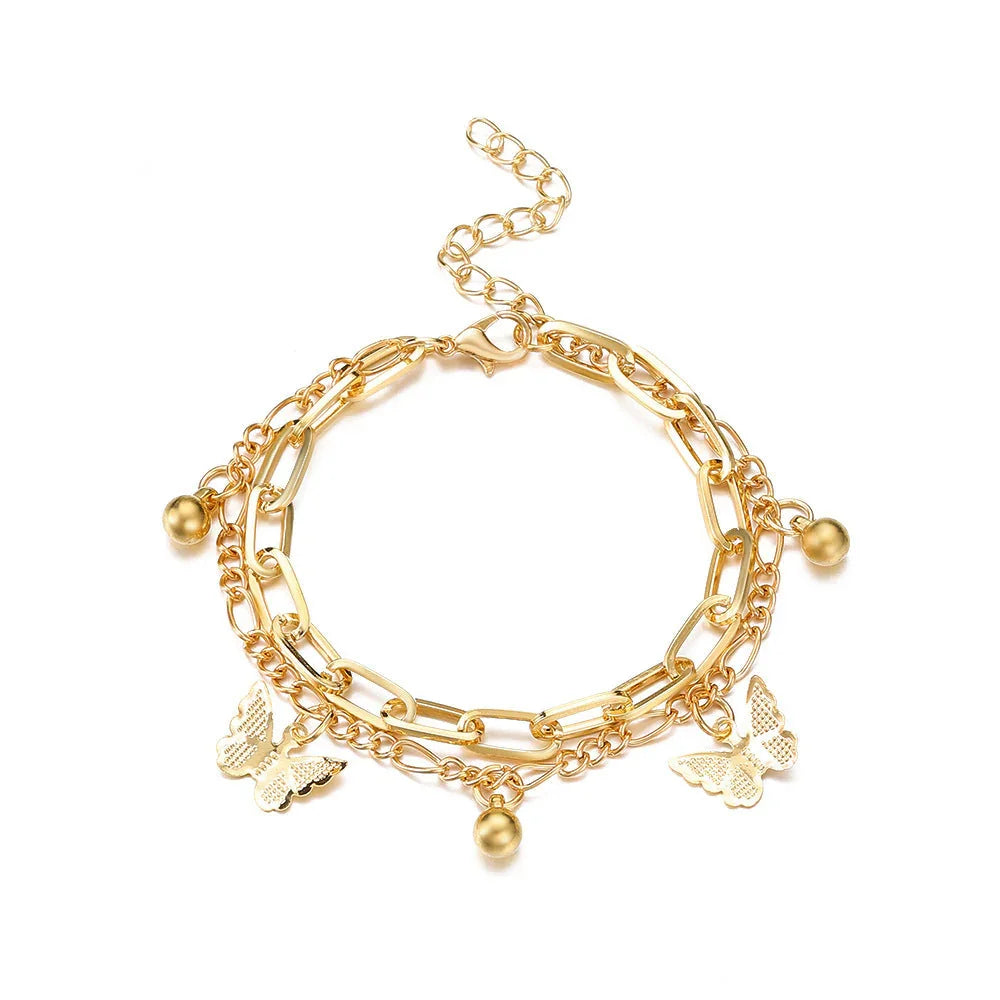 Women's Double-layer Butterfly Beach Anklet - VAleG