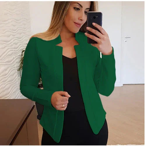 Small Suit Long Sleeve Solid Color Cardigan Coat Top - VAleG
