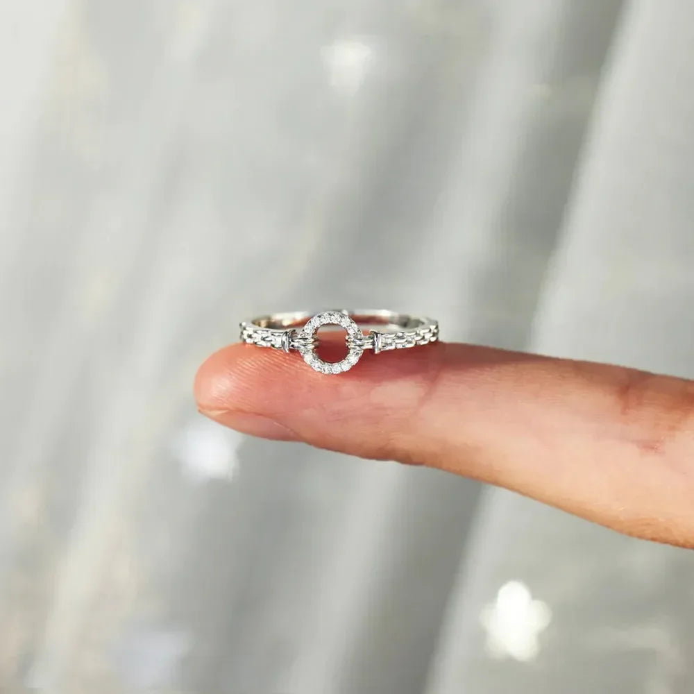 Inlaid Zircon 925 Sterling Silver Ring - VAleG