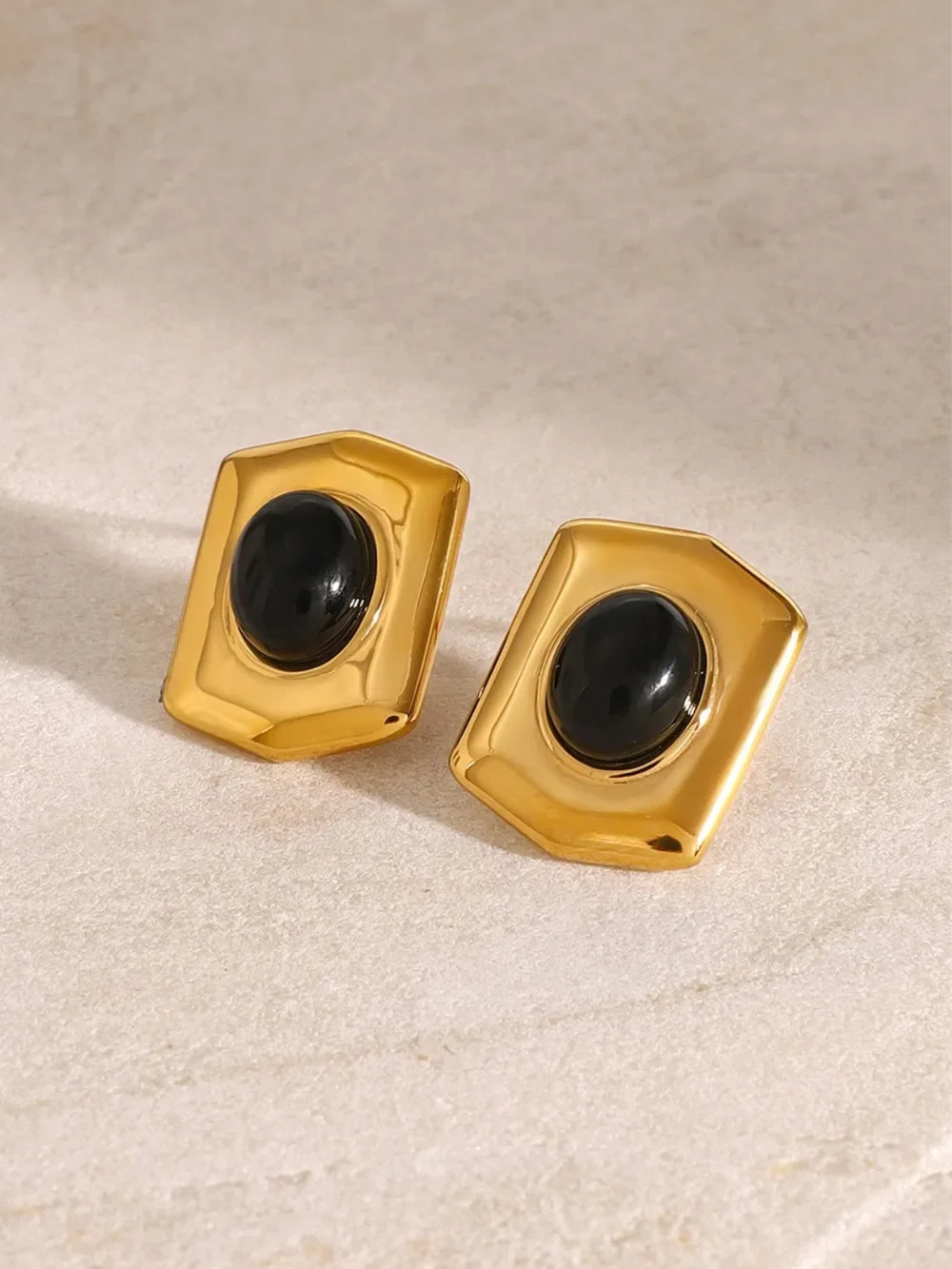 18K Gold-Plated Stainless Steel Agate Earrings - VAleG