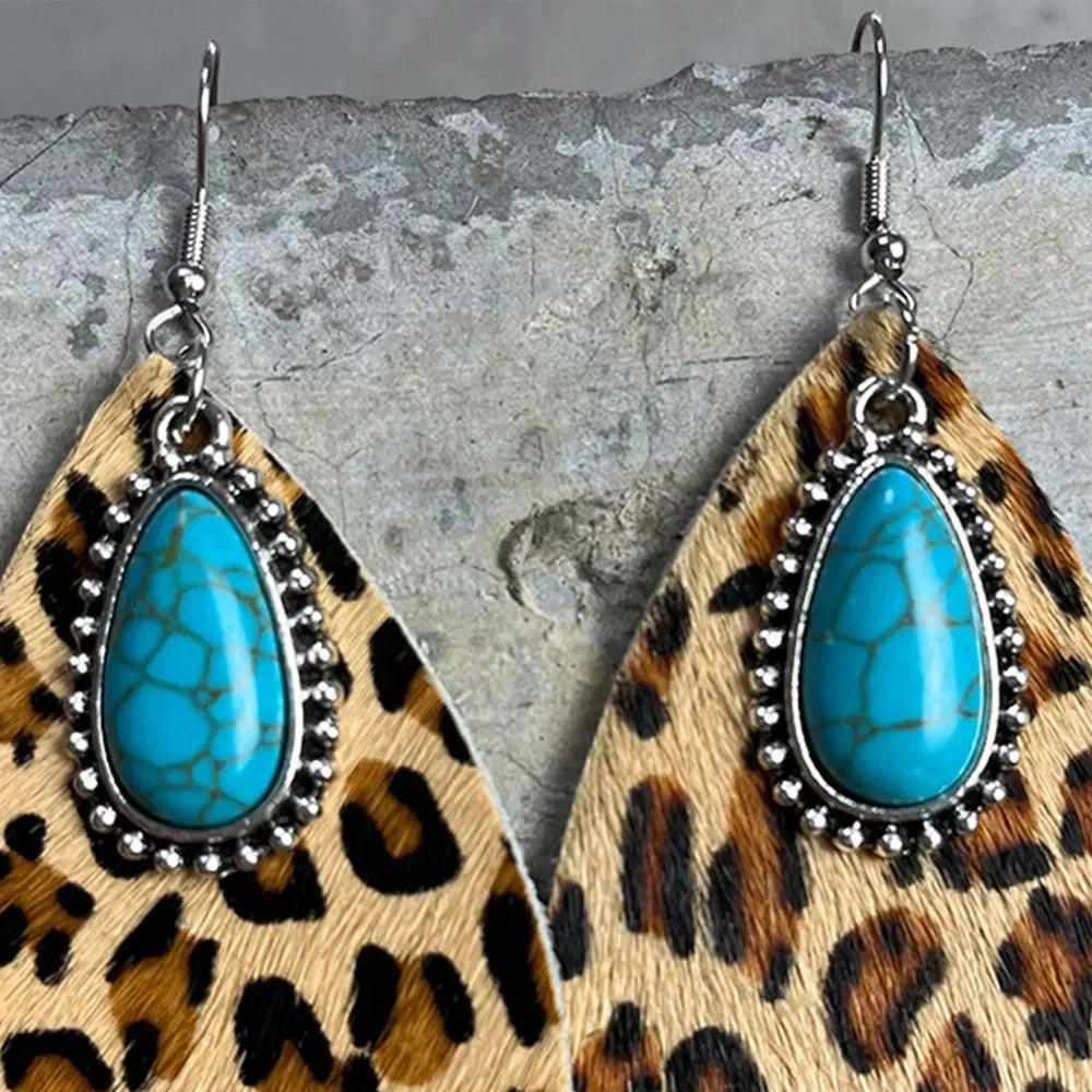 Artificial Turquoise Teardrop Earrings - VAleG