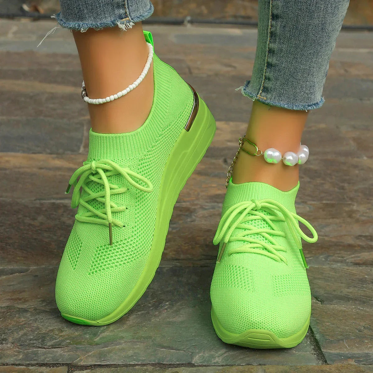 Round Head Leisure Front Lace-up Platform Shoes - VAleG