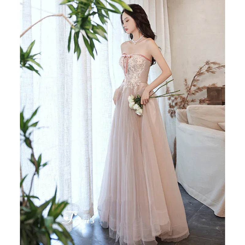 Elegant Tube Lace Sequined Ball Gown Pageantry Gown Prom gown - VAleG