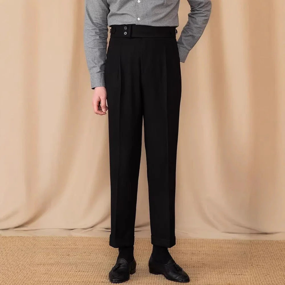 Casual Straight Slim Fit Buckle Suit Pants - VAleG