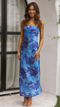 Summer Tube Top Long Dress With Backless Design INS Fashion Flowers Print Party Evening Dresses For Women - VAleG