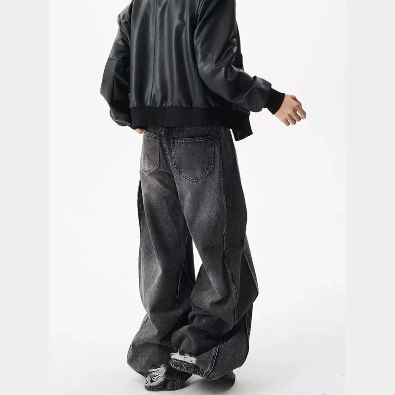 High-grade Stitching Loose Wide-leg Draping Effect Straight-leg Pants Trousers - VAleG