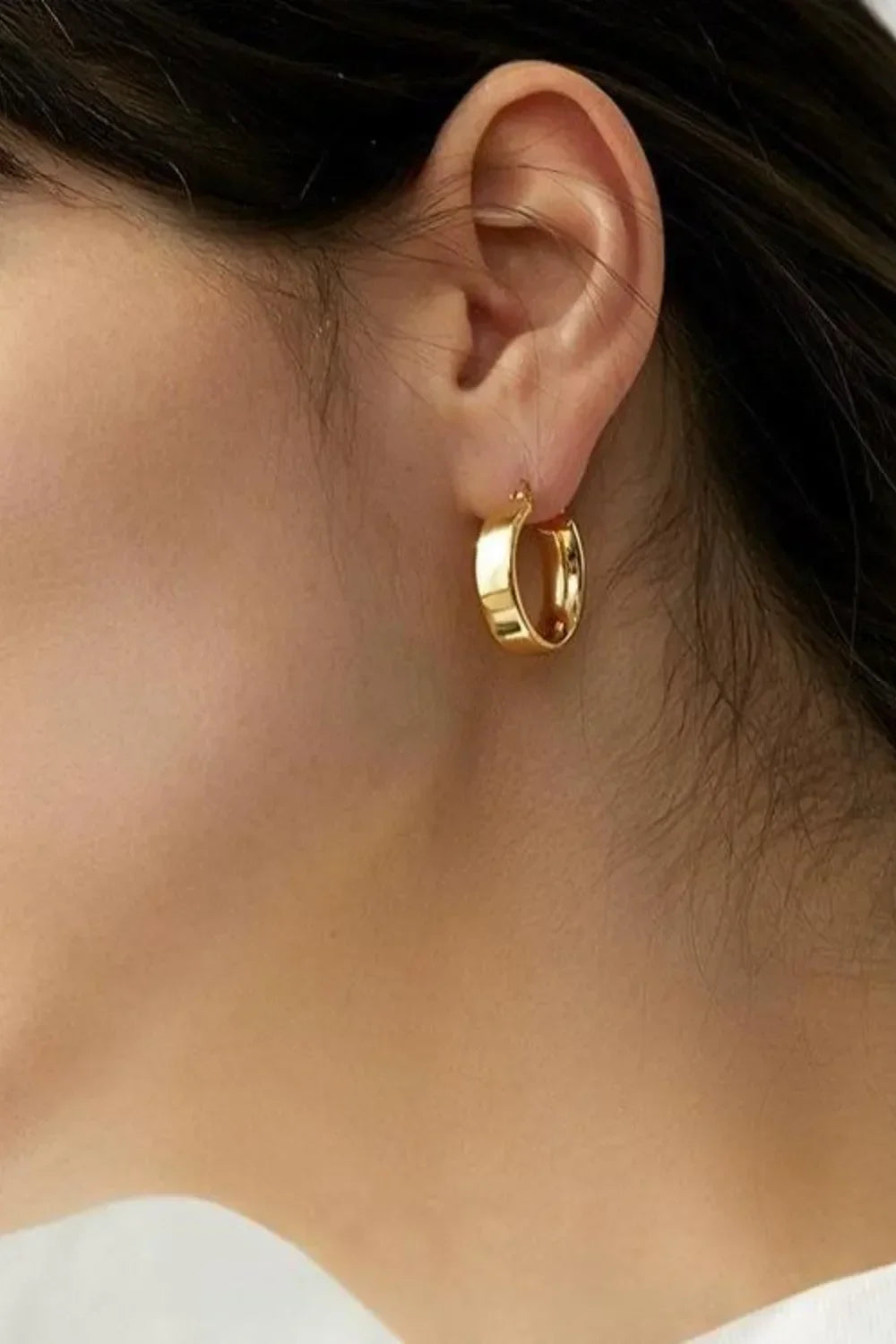 Gold-Plated Brass Huggie Earrings - VAleG