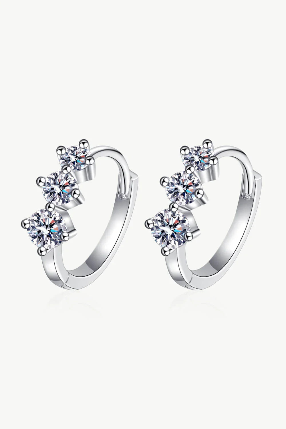 Sterling Silver Moissanite Huggie Earrings - VAleG