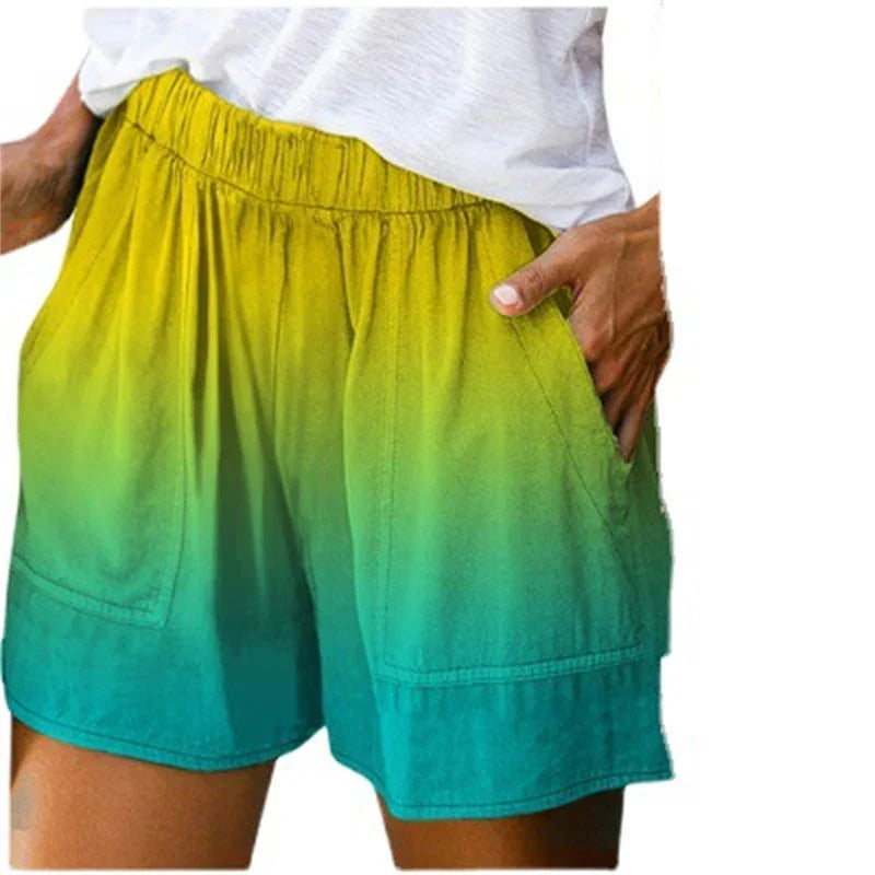 Women's Fashion Gradient Color Pocket Wide Leg Shorts - VAleG