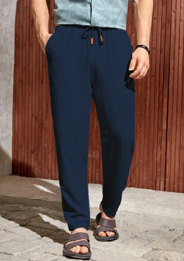Men's Casual Cotton And Linen Drawstring Trousers Breathable Casual Versatile - VAleG