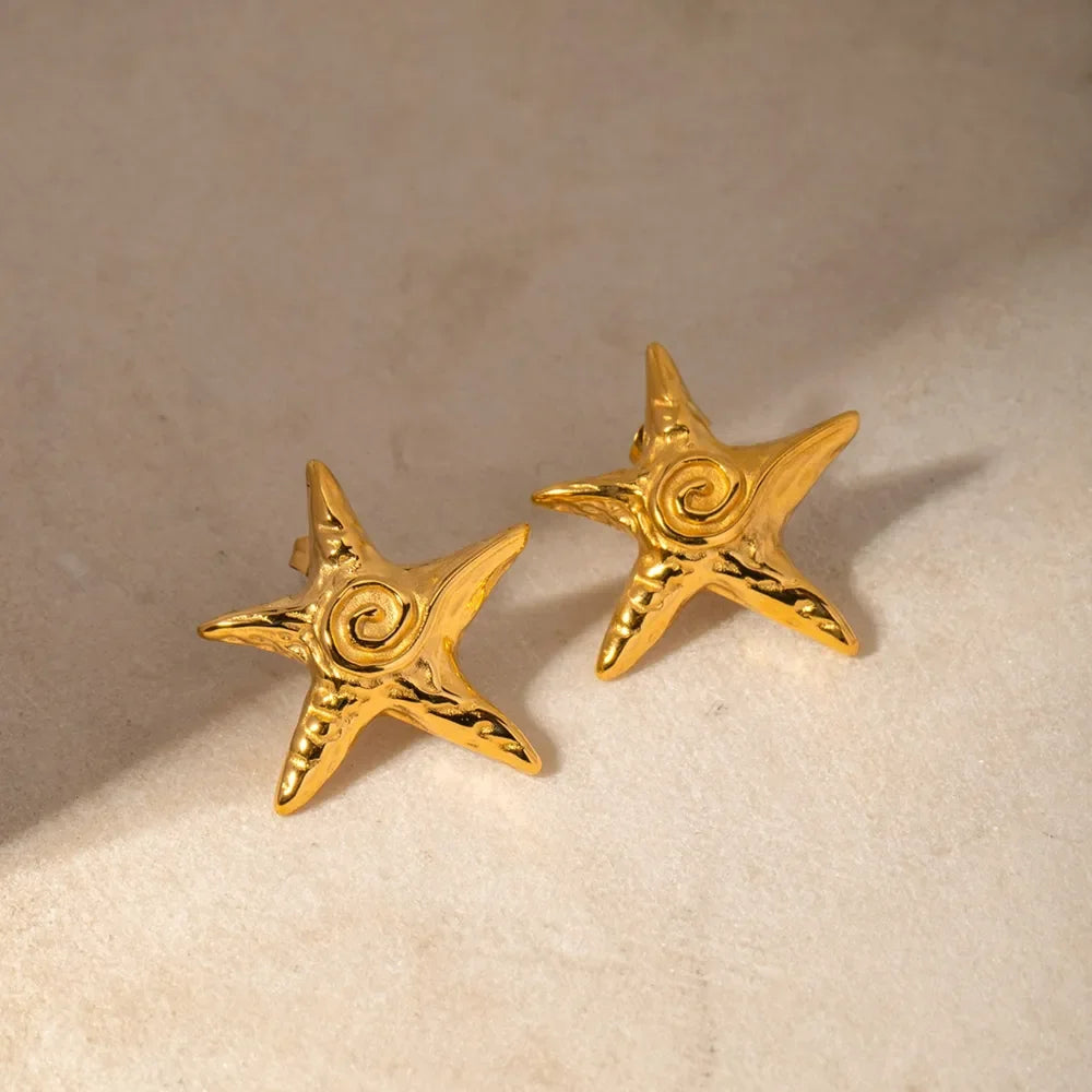 Stainless Steel Star Shape Earrings - VAleG