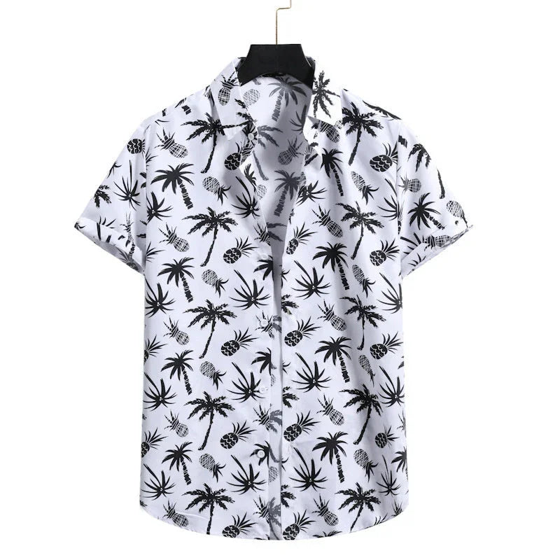 Lapel Cotton Slim-fit Printed Bamboo Shirt - VAleG