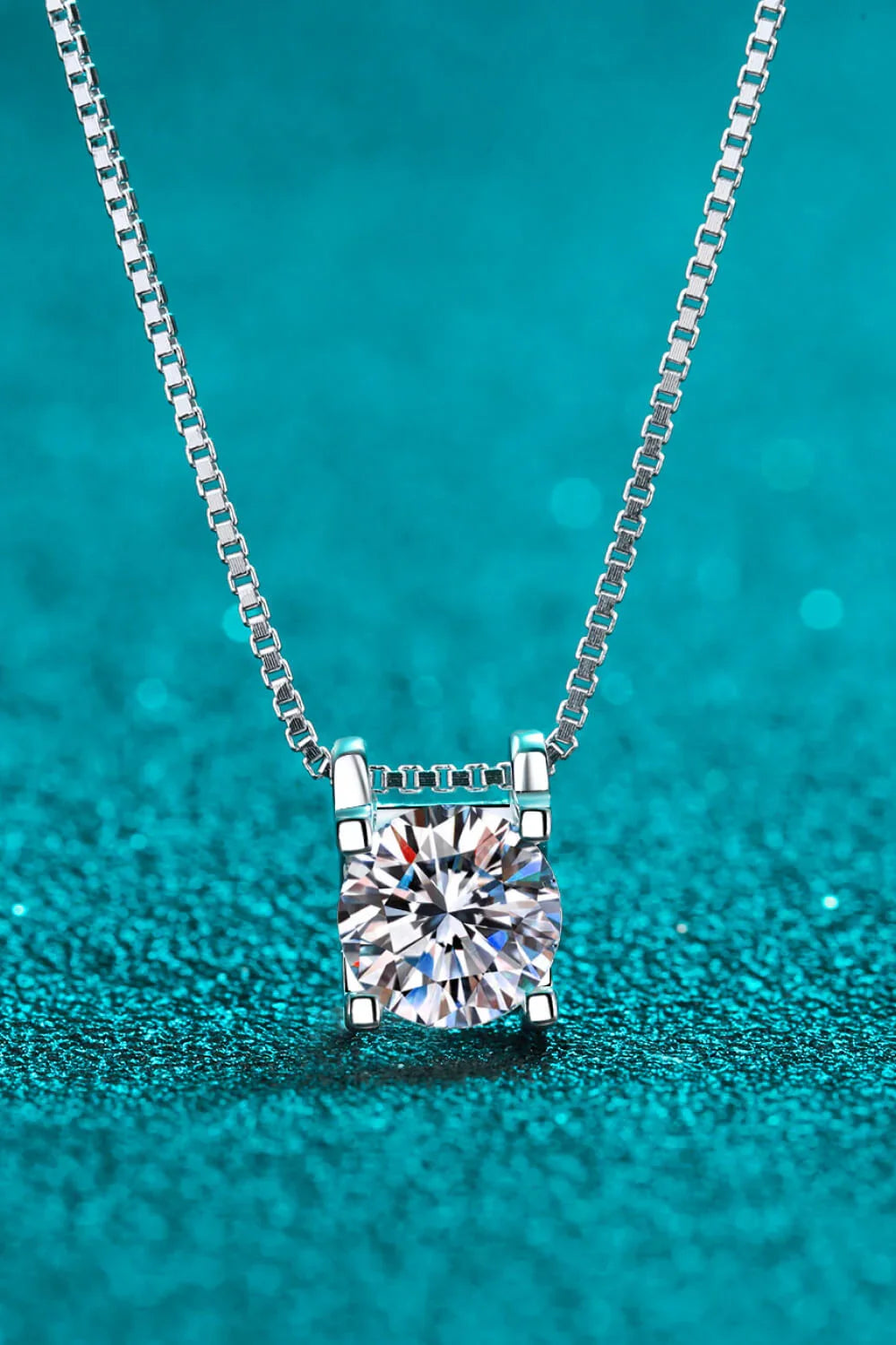 1 Carat Moissanite 925 Sterling Silver Chain Necklace - VAleG