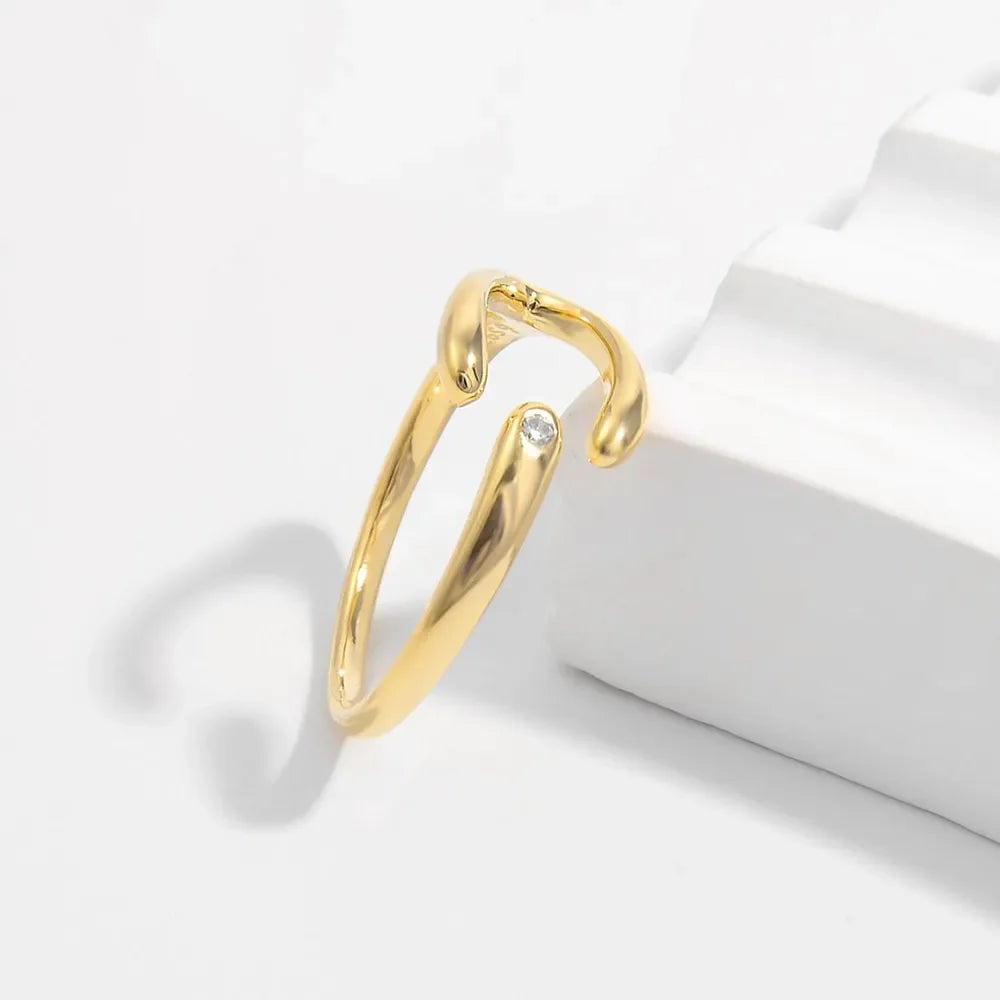 925 Sterling Silver Inlaid Zircon Open Ring - VAleG