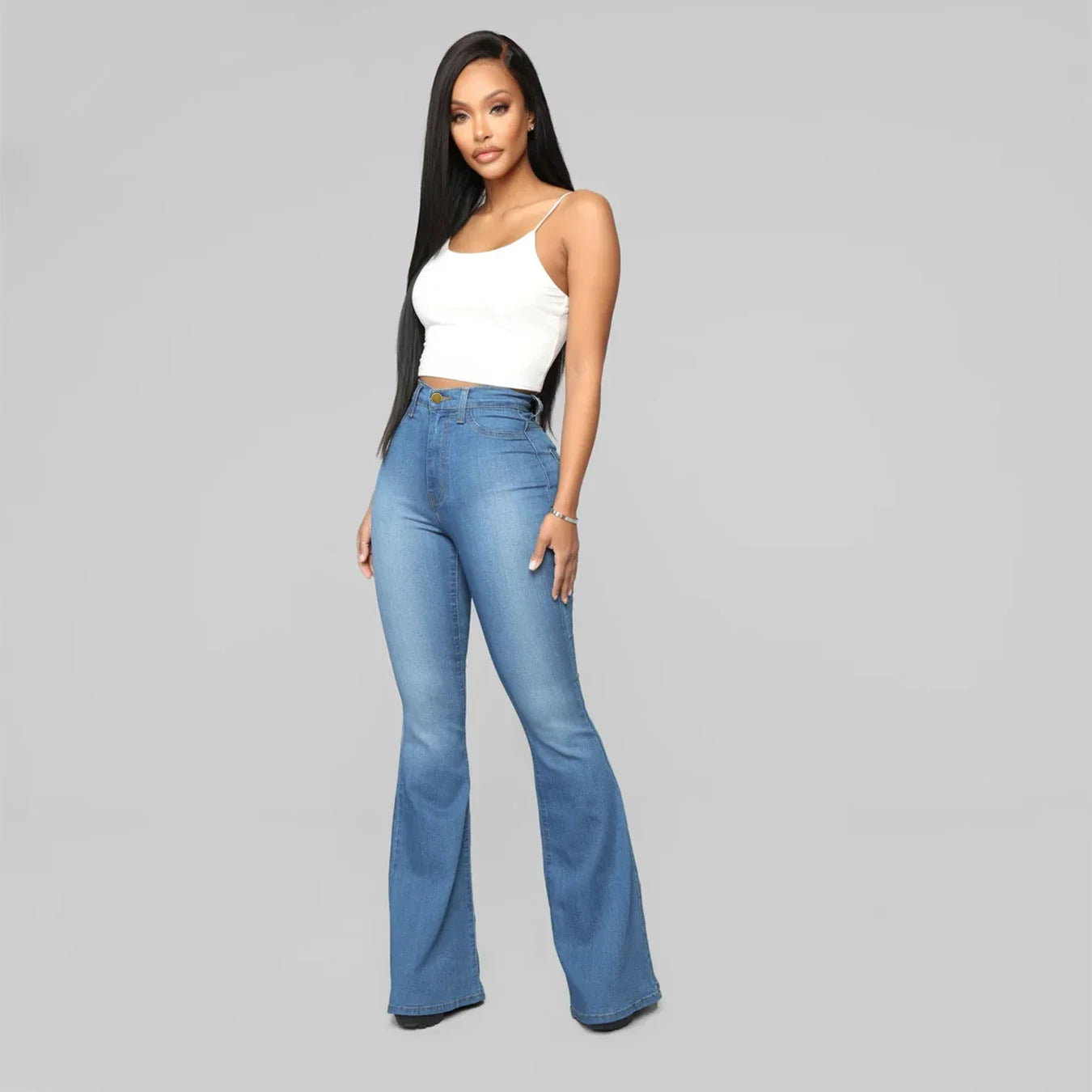 Women's Classic High Waist Slim Denim Horseshoe Pants - VAleG
