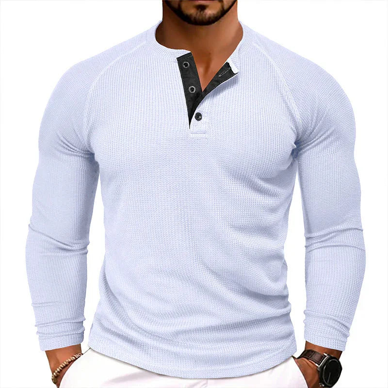 Men's Round Neck Waffle Casual T-shirt - VAleG