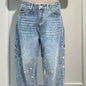 Ins Shiny Straight Jeans With Pockets Fashion Loose Wide-leg Pants For Women Street-style Trousers VAleG