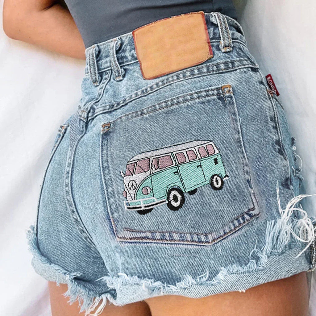 Casual Temperament Denim Rotten Edge High Waist Washed Shorts - VAleG