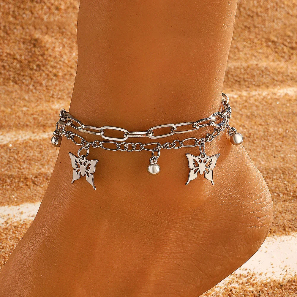 Women's Double-layer Butterfly Beach Anklet - VAleG