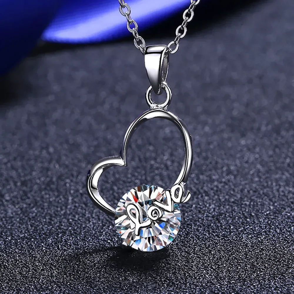 2 Carat Moissanite Heart 925 Sterling Silver Necklace - VAleG