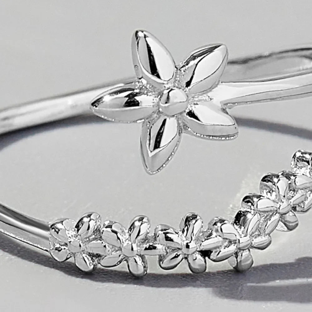 925 Sterling Silver Flower Ring - VAleG