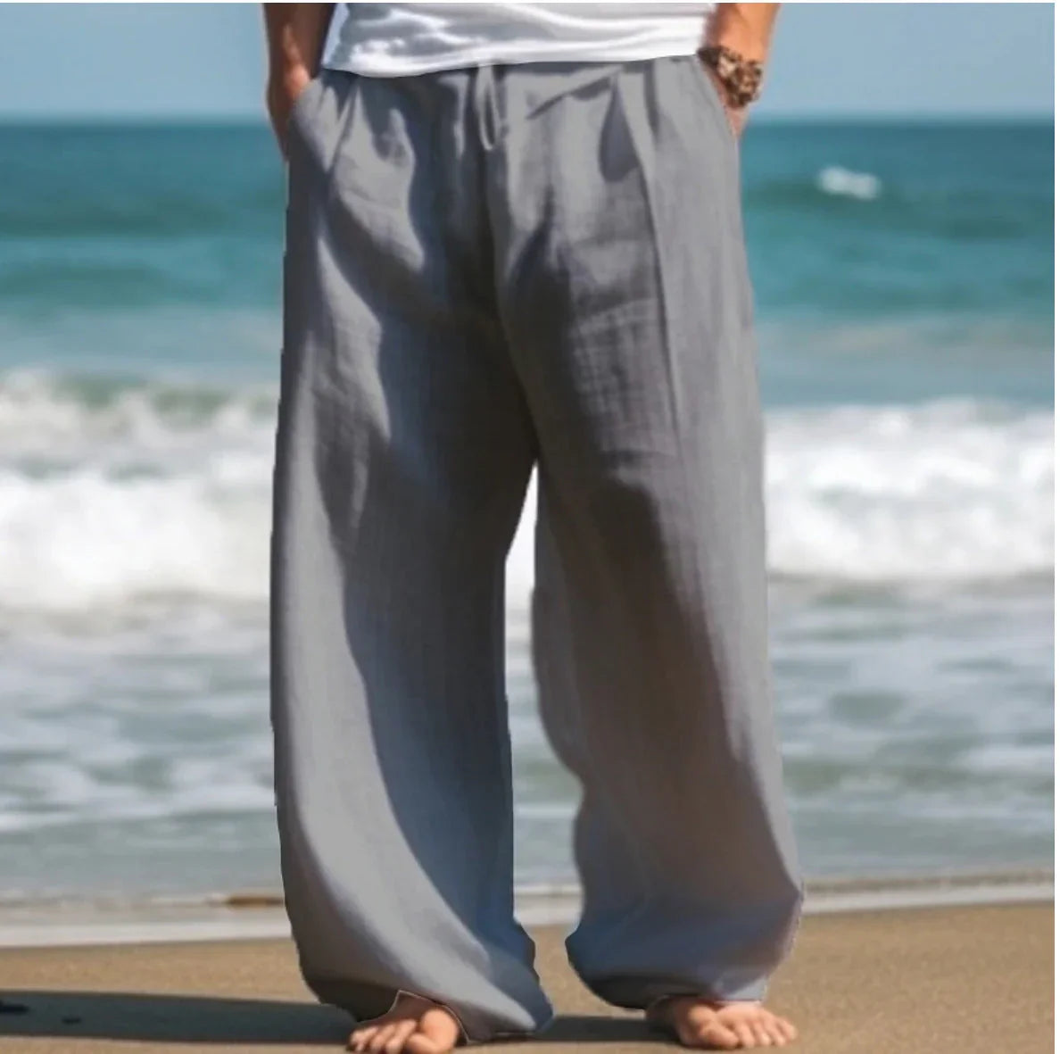Outdoor Casual Pants Beach Solid Color Straight - VAleG